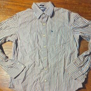 Abercrombie & Fitch Striped Button-Down Shirt - Blue and White